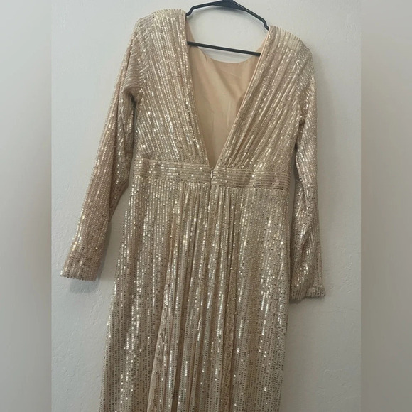 Miss ORD maxi Gold sequin princess prom dress size L - Picture 6 of 12